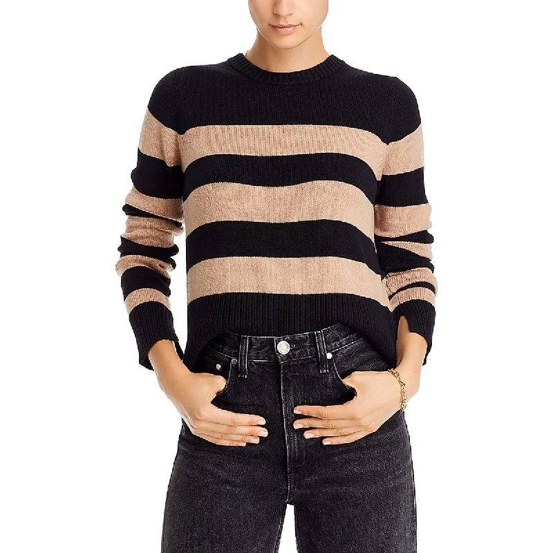 Single Thread Womens Ribbed Trim Striped Crewneck Sweater