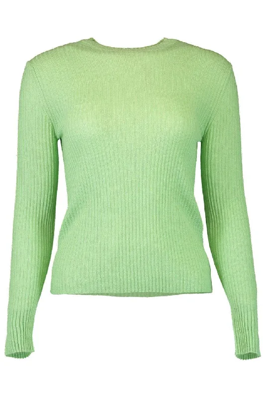 Slim Ribbed Crew Sweater - Aloe Bloom