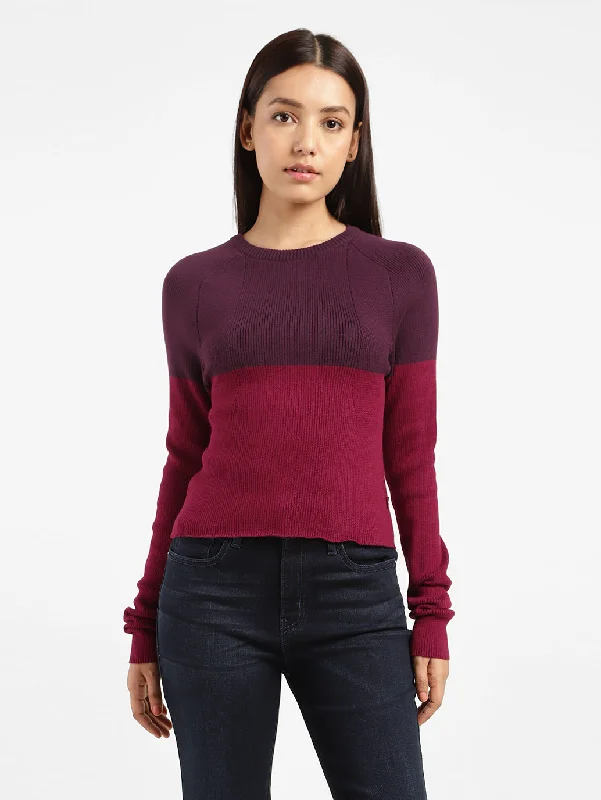 Women's Colorblock Crew Neck Sweater Multi-Color