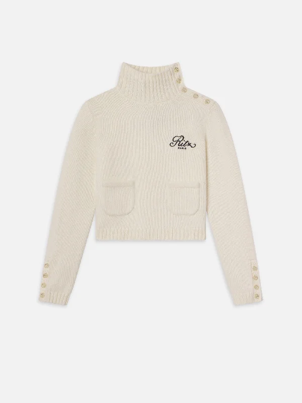 Ritz Button Detail Sweater -- Cream