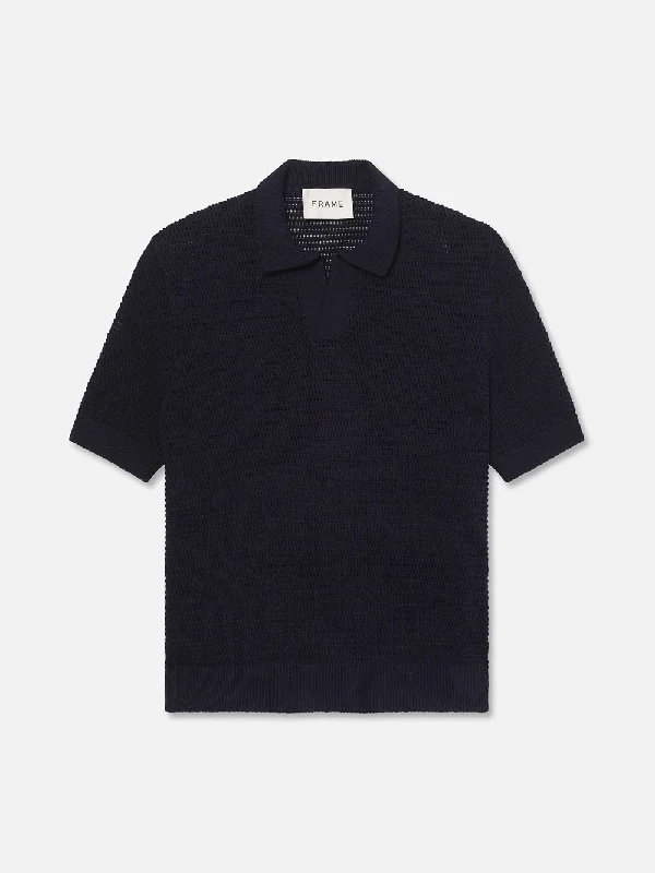 Short Sleeve Sweater Polo -- Navy