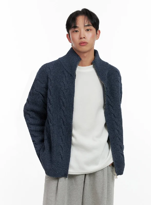 Men's Cable Knit Zip-Up Sweater IN426