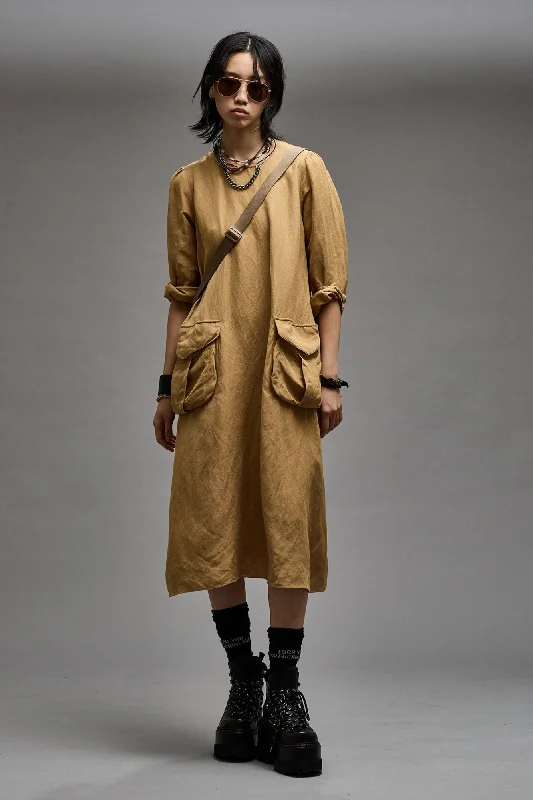 BELLOW POCKET DRESS - KHAKI