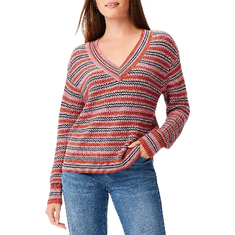 Nic + Zoe Womens Ribbed Striped Pullover Sweater