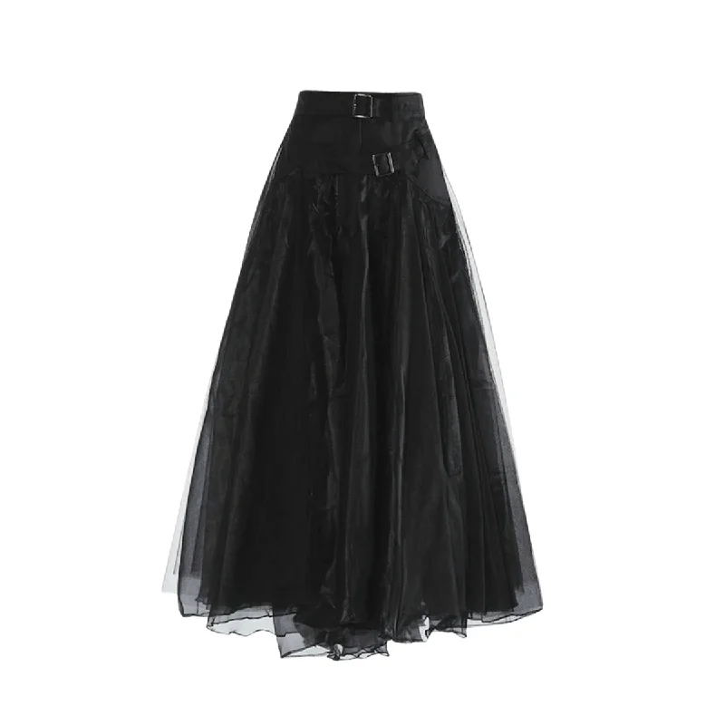 Gothic Style Tulle Skirt with Buckle Closure