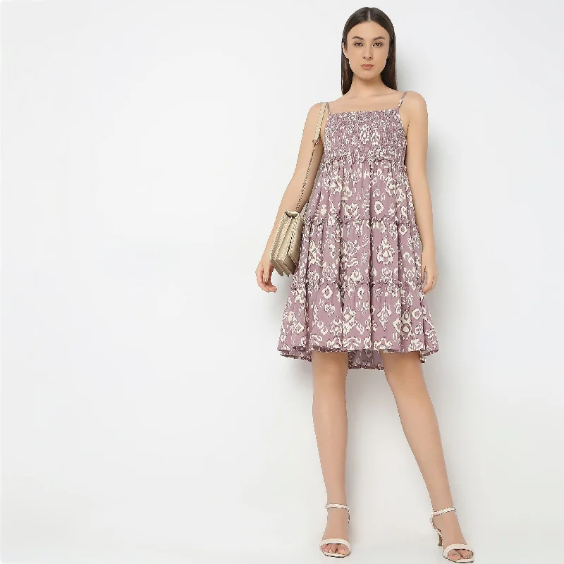 Flare Fit Printed Dress