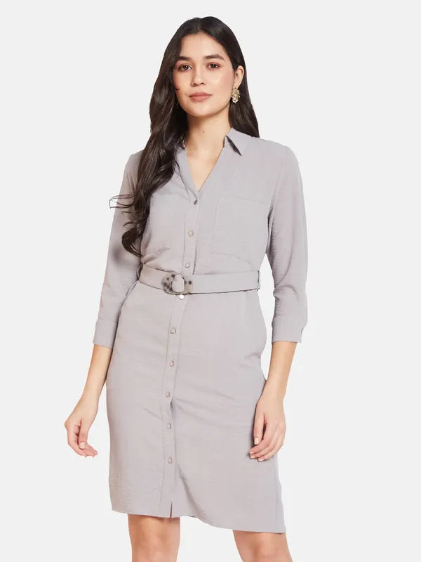 Mettle Cuffed Sleeves Cotton Shirt Dress