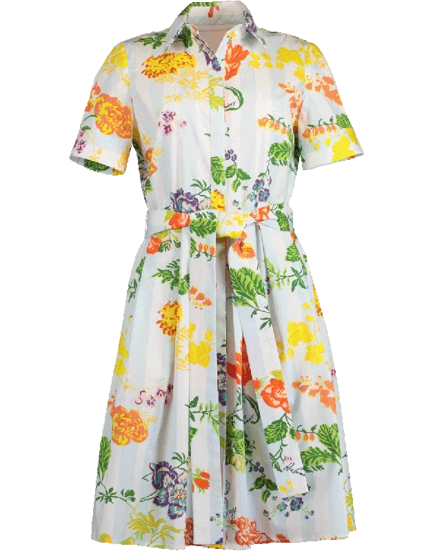 Floral Print Belted Shirt Dress