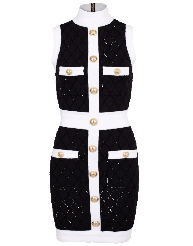 Sleeveless Diamond Quilted Dress