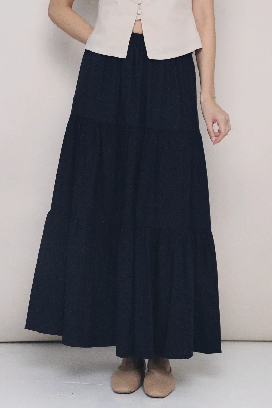 Charlotte Tier Maxi Skirt Midnight Navy