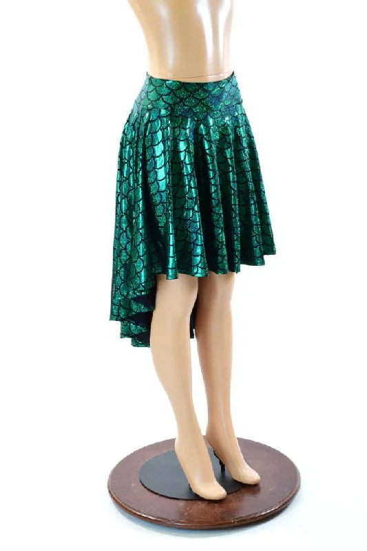 Green Mermaid Hi-Lo Skater Skirt