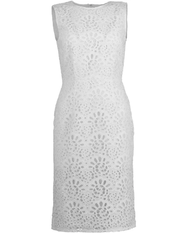 Sleeveless Eyelet Sheath Dress