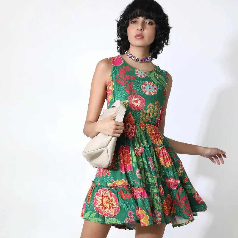 Flare Fit Printed Dress