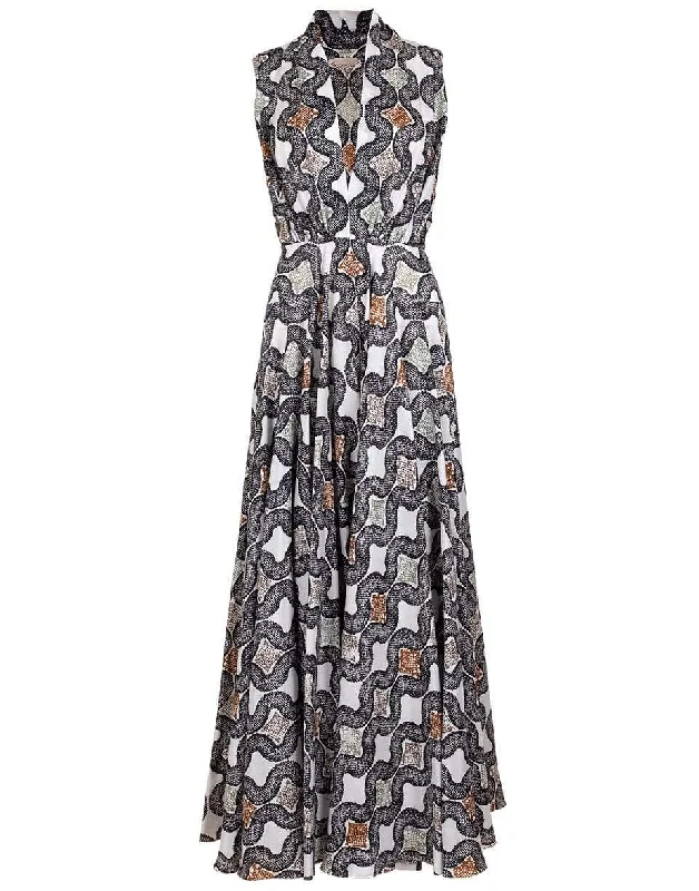 Sleeveless Python Print Maxi Dress