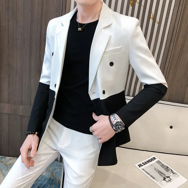 Men's Casual Fashion Prom Dresses Jacket and Pants Two Piece Suit