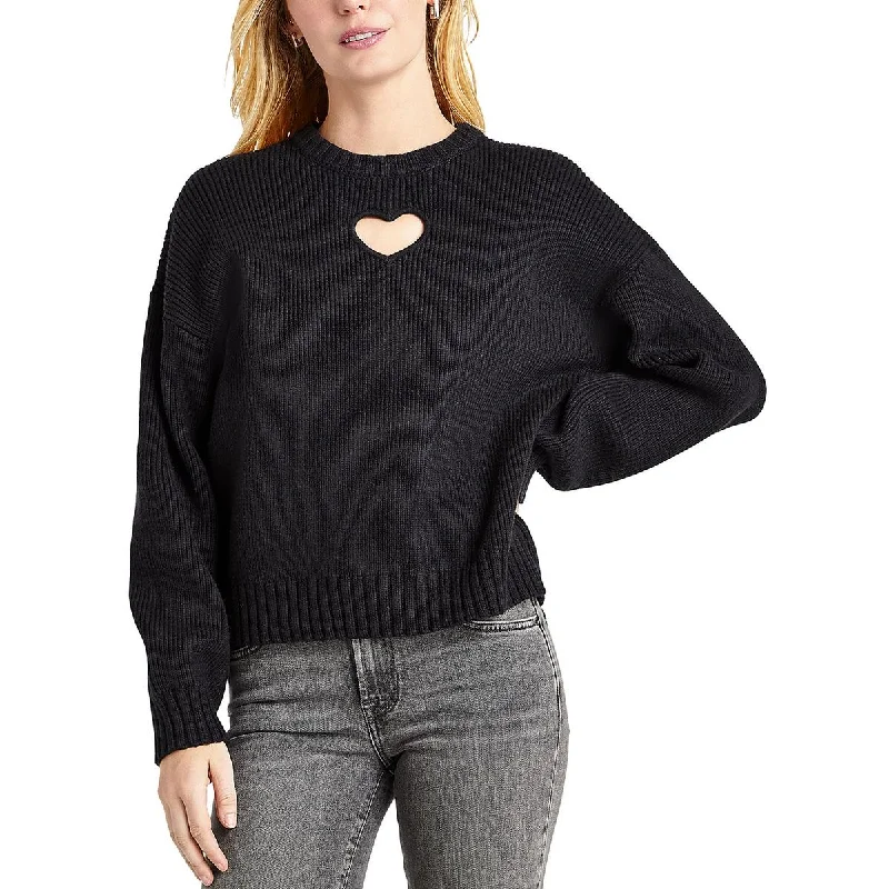 Splendid Womens Elisa Heart Ribbed Knit Cut-Out Pullover Sweater