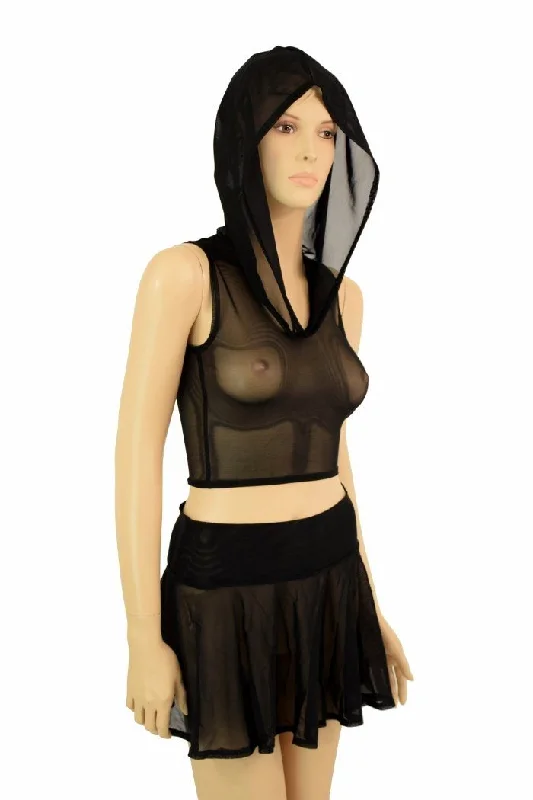 Mesh Hoodie & 15" Skirt Set