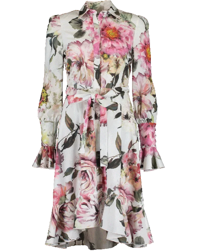 Floral Cotton Hi Low Shirt Dress