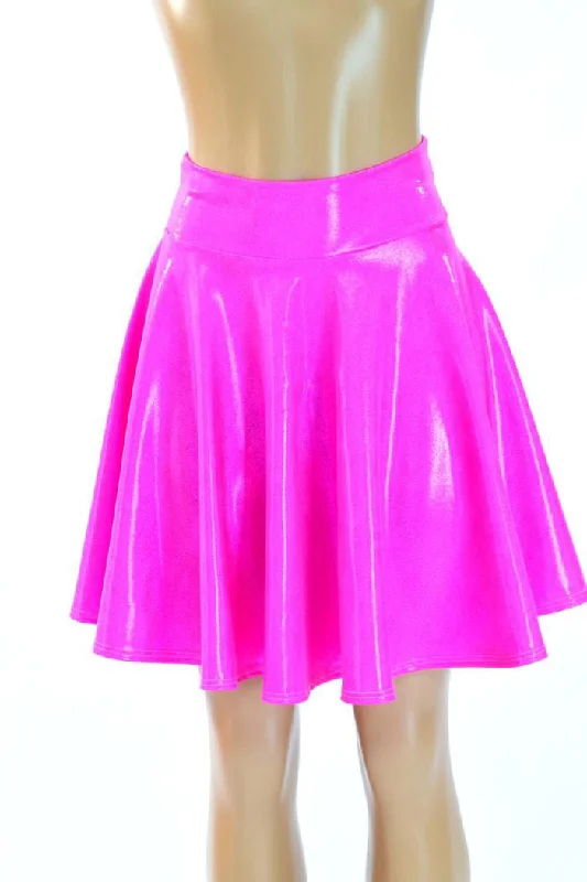 Neon Pink Sparkly Jewel Skater Skirt