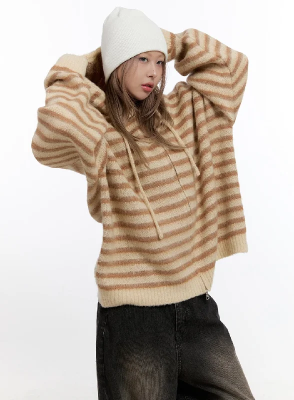 CozyStripe Zip Hood Sweater CN425