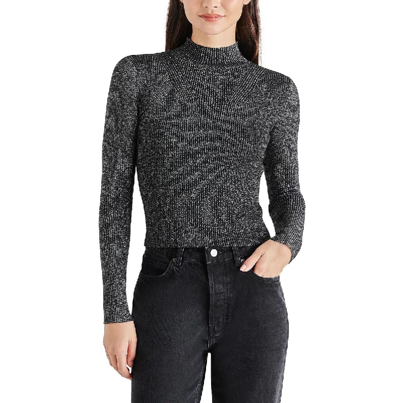 Steve Madden Womens Serita Ribbed Long Sleeve Mock Turtleneck Sweater