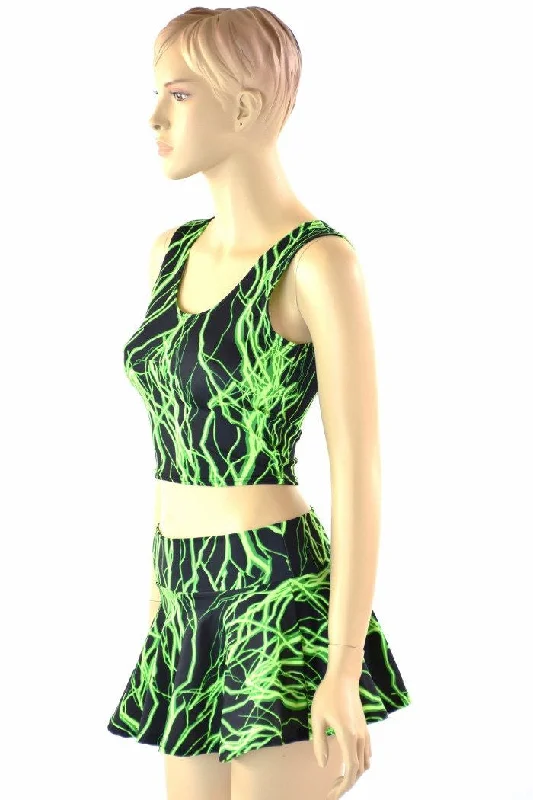 Neon Lightning Tank & Skirt Set