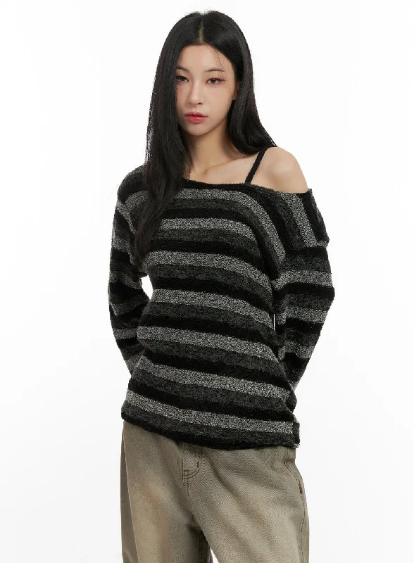 Loose-Fit Striped Knit Sweater CN416