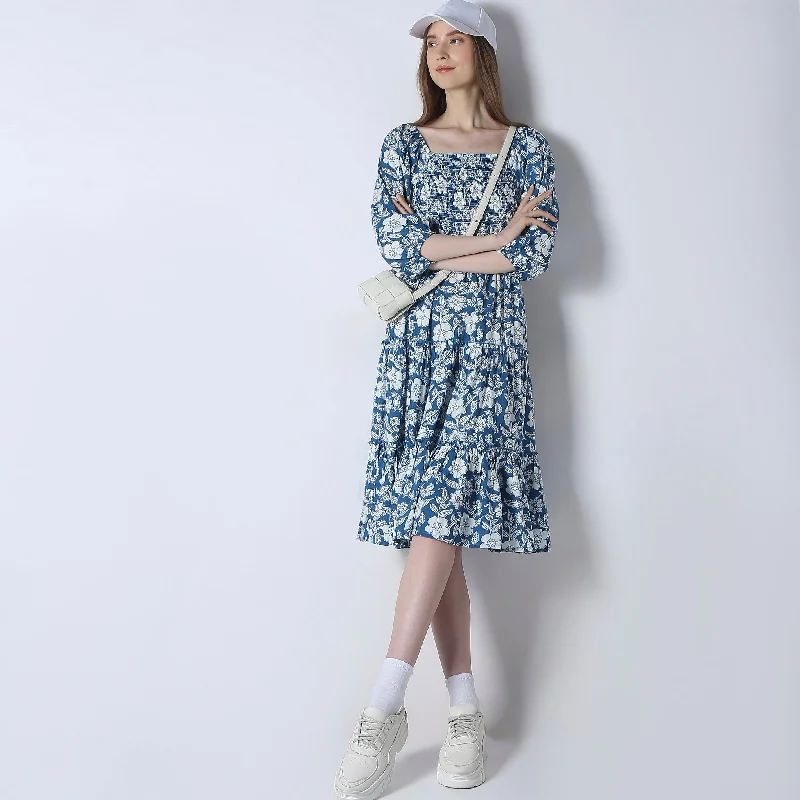 Flare Fit Printed A-Line Dress