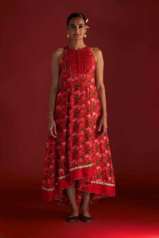 Red Rain Lily Kurta Dress