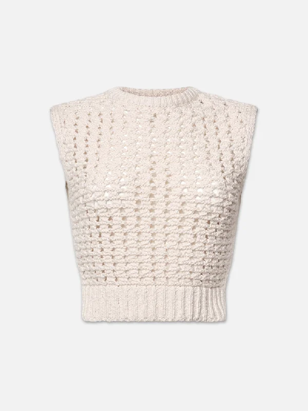 Tape Yarn Sweater Vest -- Cream