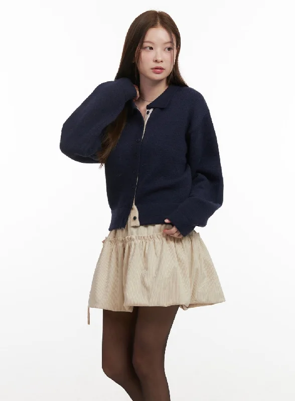 Solid Knit Buttoned Sweater OD418