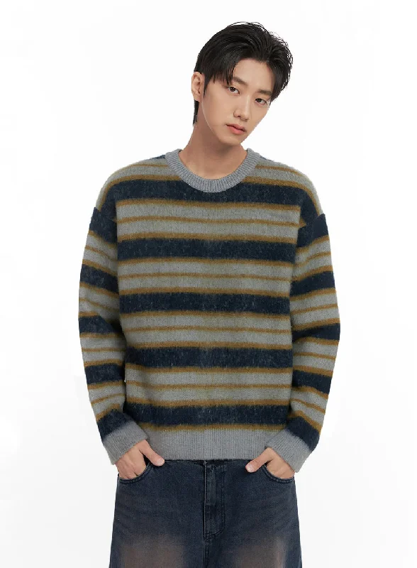 Men's Loose-Fit Striped Sweater ID406