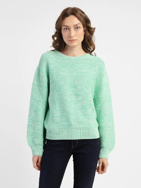 Women's Self Design Round Neck Sweater