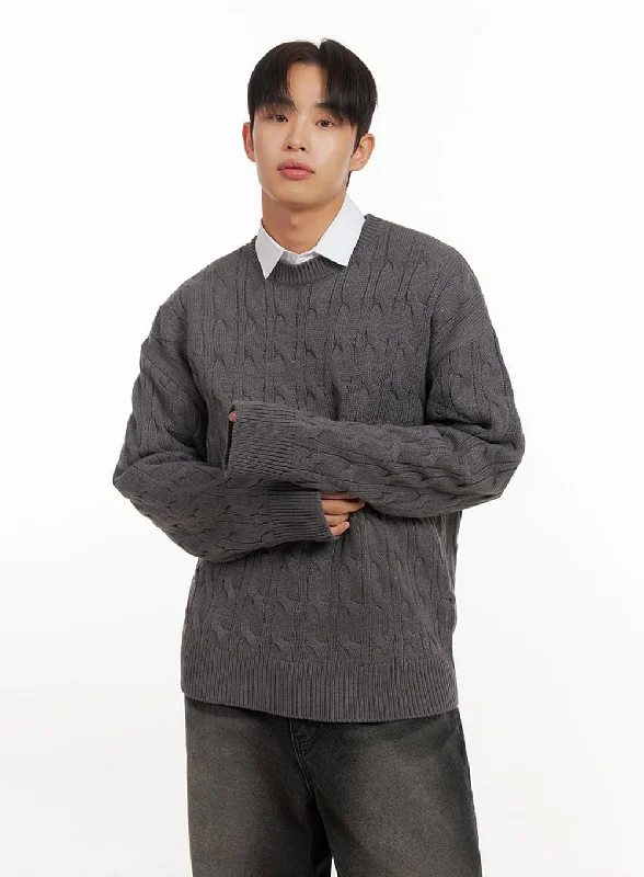 Men's Oversized Cable Knit Sweater ID406