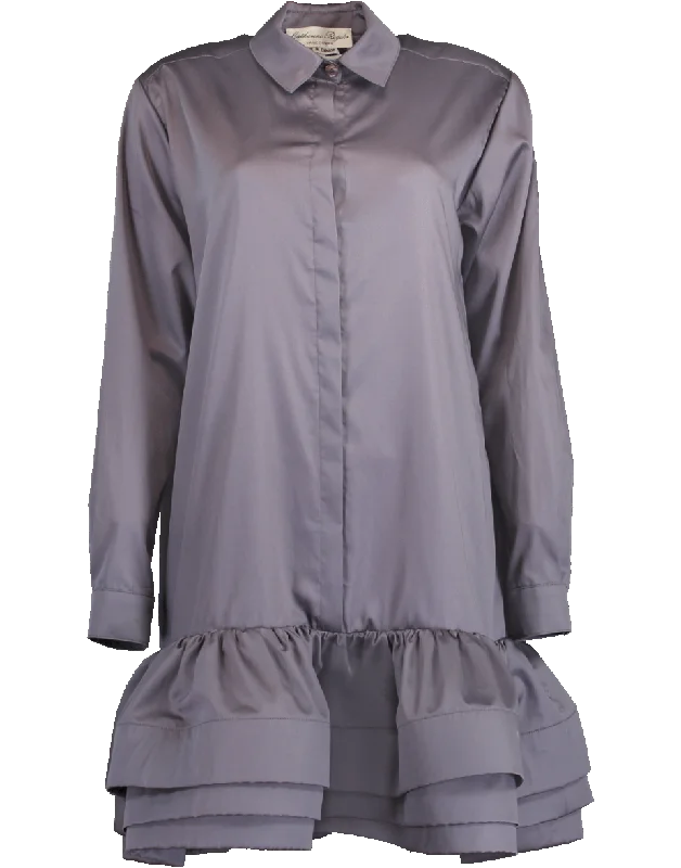 Ruffle Hem Shirt Dress