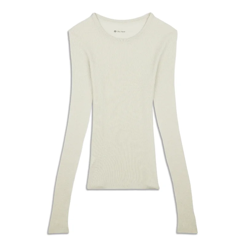 Ribbed Wool-Silk-Blend Light Sweater - Resale