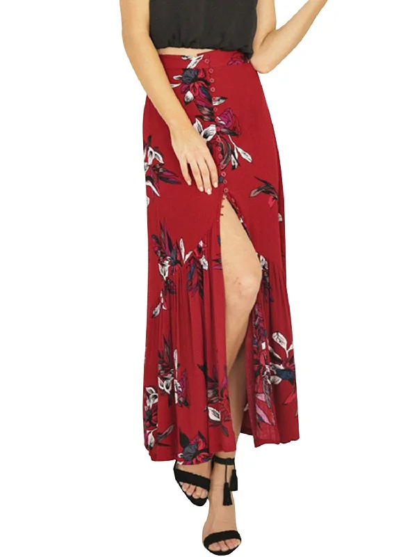 Bohemian Floral Print Long Beach Skirt