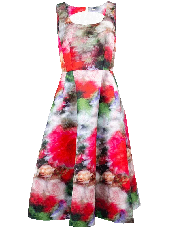 Floral Print Fluted Dress