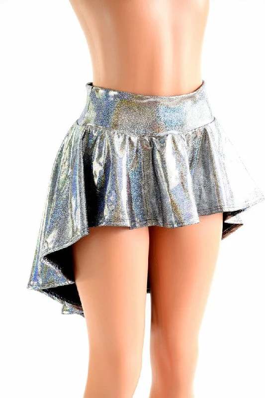 Silver Sparkly Holographic Hi Lo Rave Skirt