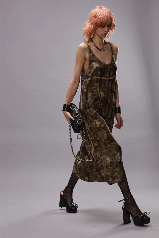 TAPED TANK DRESS - OLIVE FLORAL