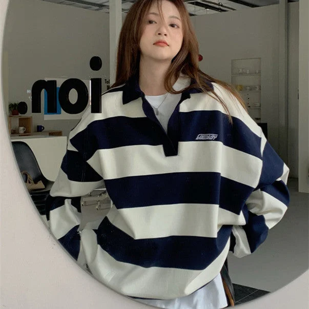 Blue and White Stripes  Sweater Top