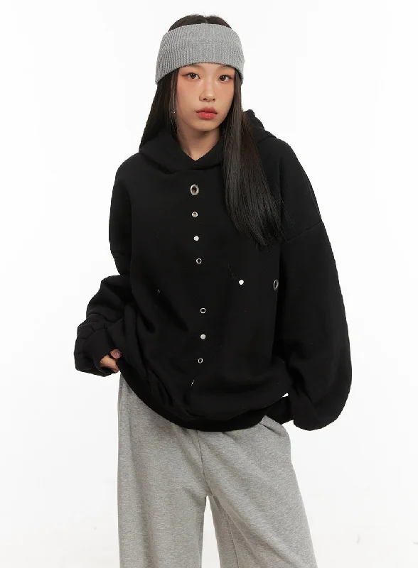 Oversize Solid Hooded Sweater CD410