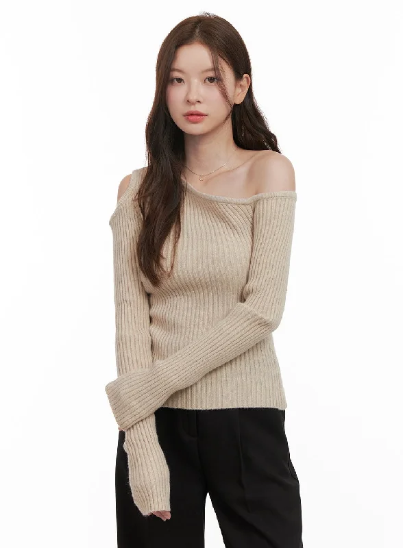 Unbalanced Cut Out One Shoulder Sweater OD403