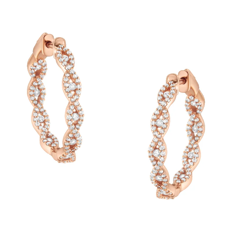 10K Rose Gold Diamond Hoop Earring