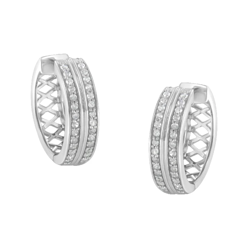 10K White Gold Diamond Hoop Earring