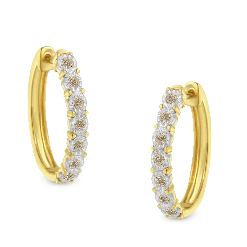 10KT Two-Toned Gold Diamond Hoop Earring