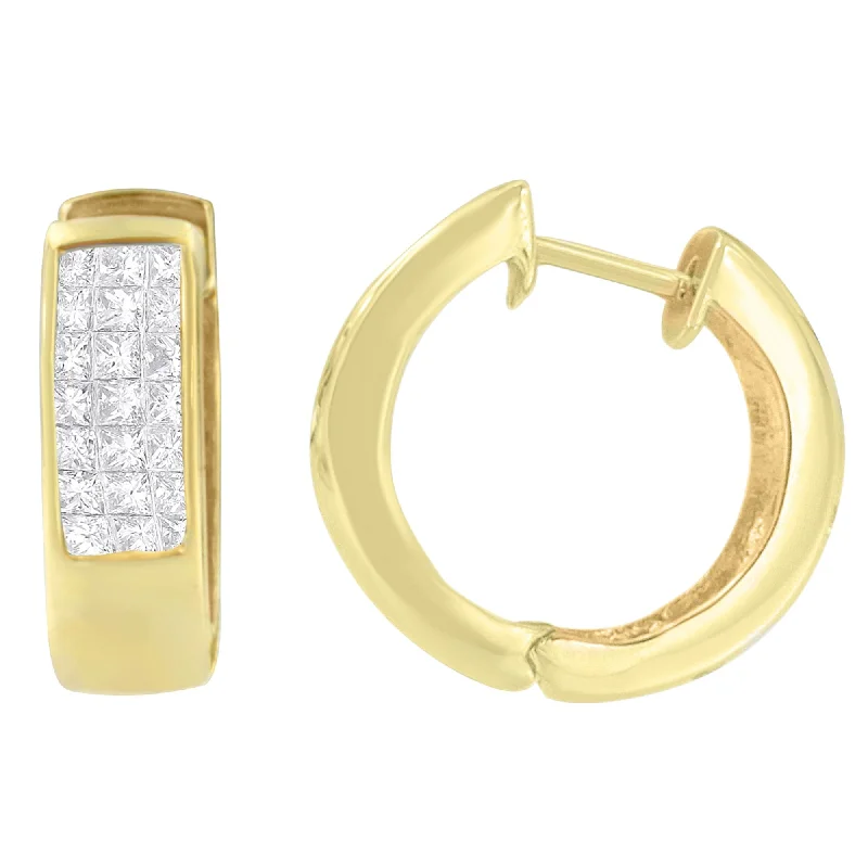 14K Yellow Gold 1/3 cttw Diamond Hoop Earrings