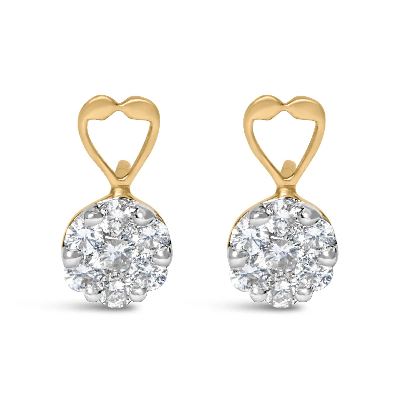 14K Yellow Gold 1ct. TDW Round-cut Diamond Earrings