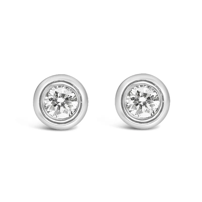 .925 Sterling  Silver 1/5 Cttw Lab-Grown Round Brilliant-Cut Diamond Modern Bezel-Set Stud Earring