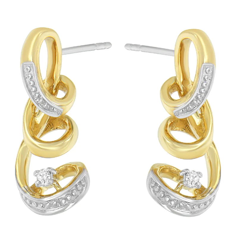 Espira 10K Two Tone Gold Round cut Diamond Earring